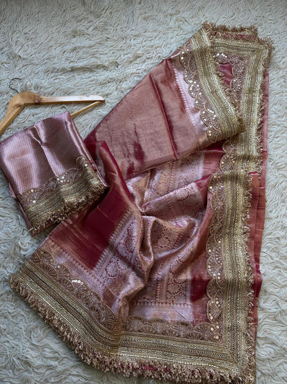 Maharani inspired tissue saree Zari saree premium sari blouse