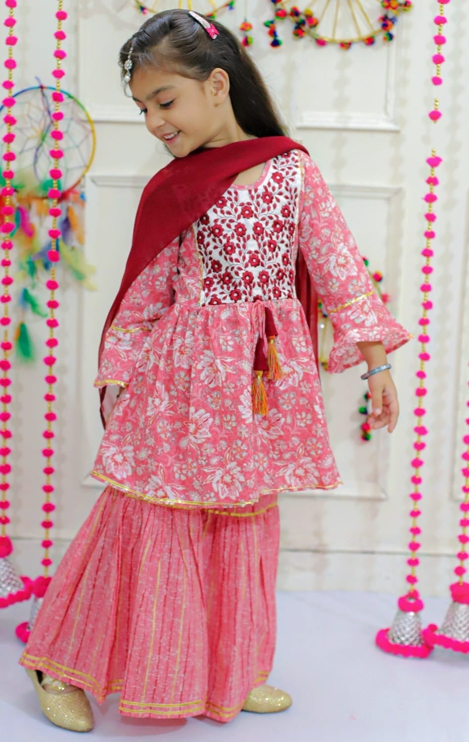 Peachy kurta sharara kids dress