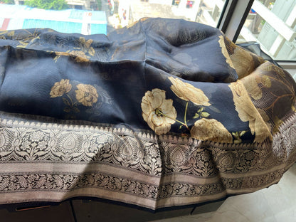 Vimisha organza saree floral saree party wear sari blouse