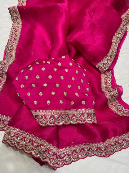 Rivaaz traditional Indian organza saree