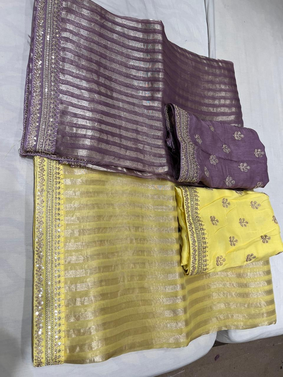Striped Tissue Organza Sarees Partywear sarees