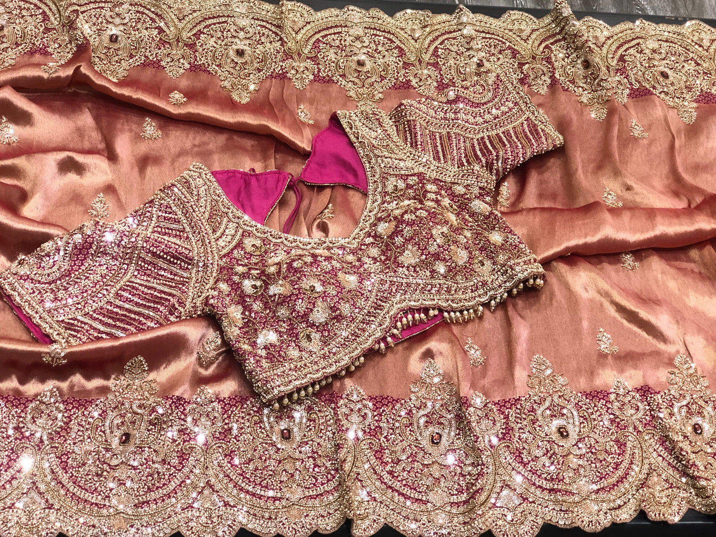 Handmade pure Kanjeevaram saree Indian wedding saree with stitched blouse