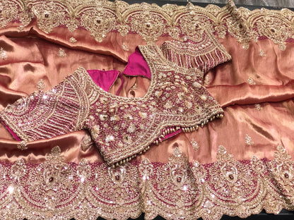 Handmade pure Kanjeevaram saree Indian wedding saree with stitched blouse