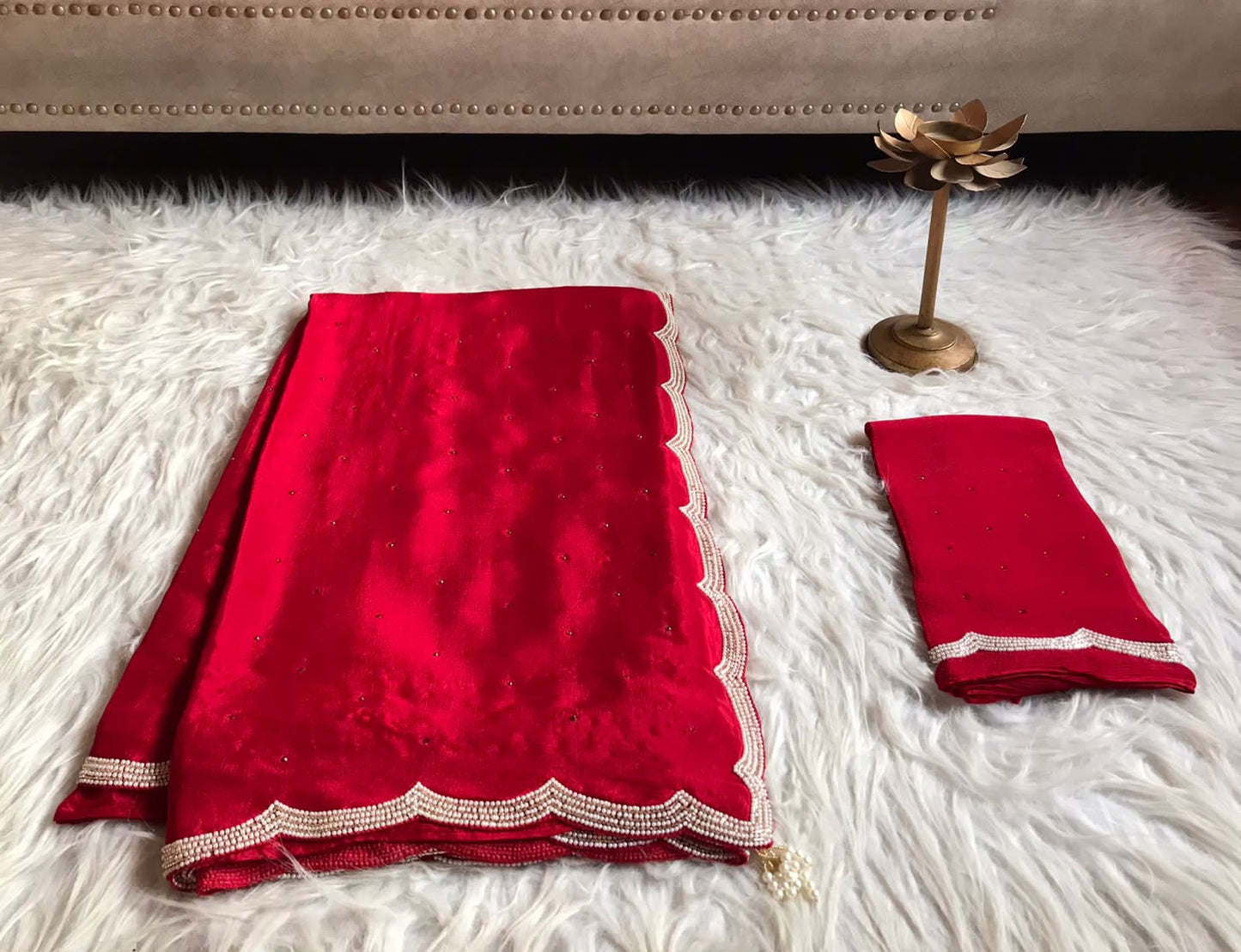 Red hot premium chiffon luxury sarees