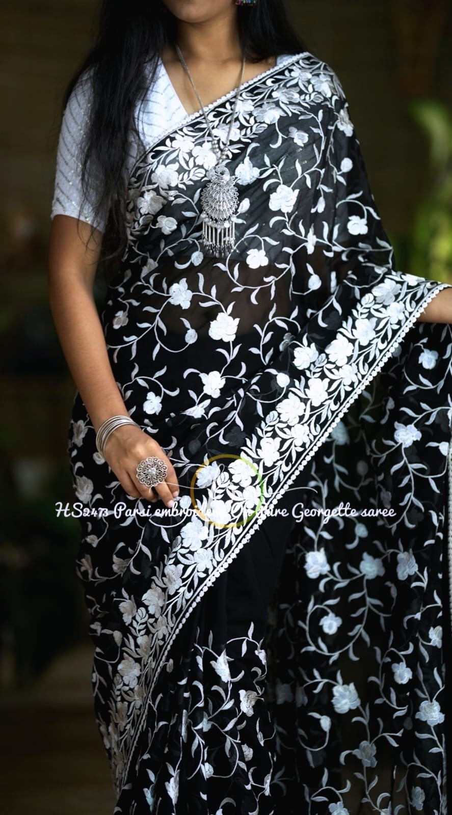 Black Persian inspired embroidery sarees