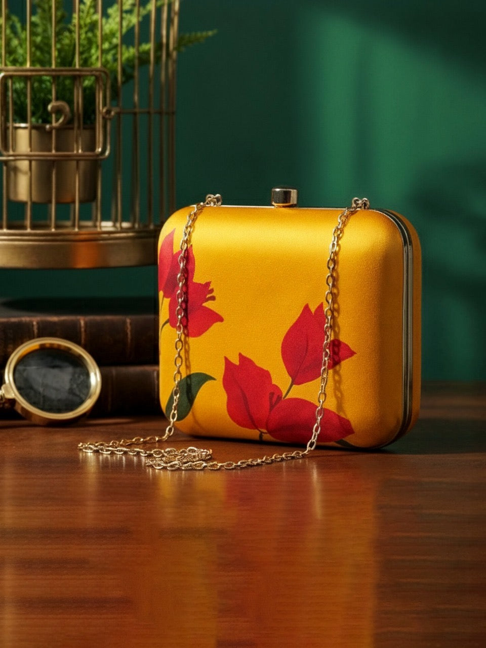 Printed clutch box graphic purse cocktail clutch box