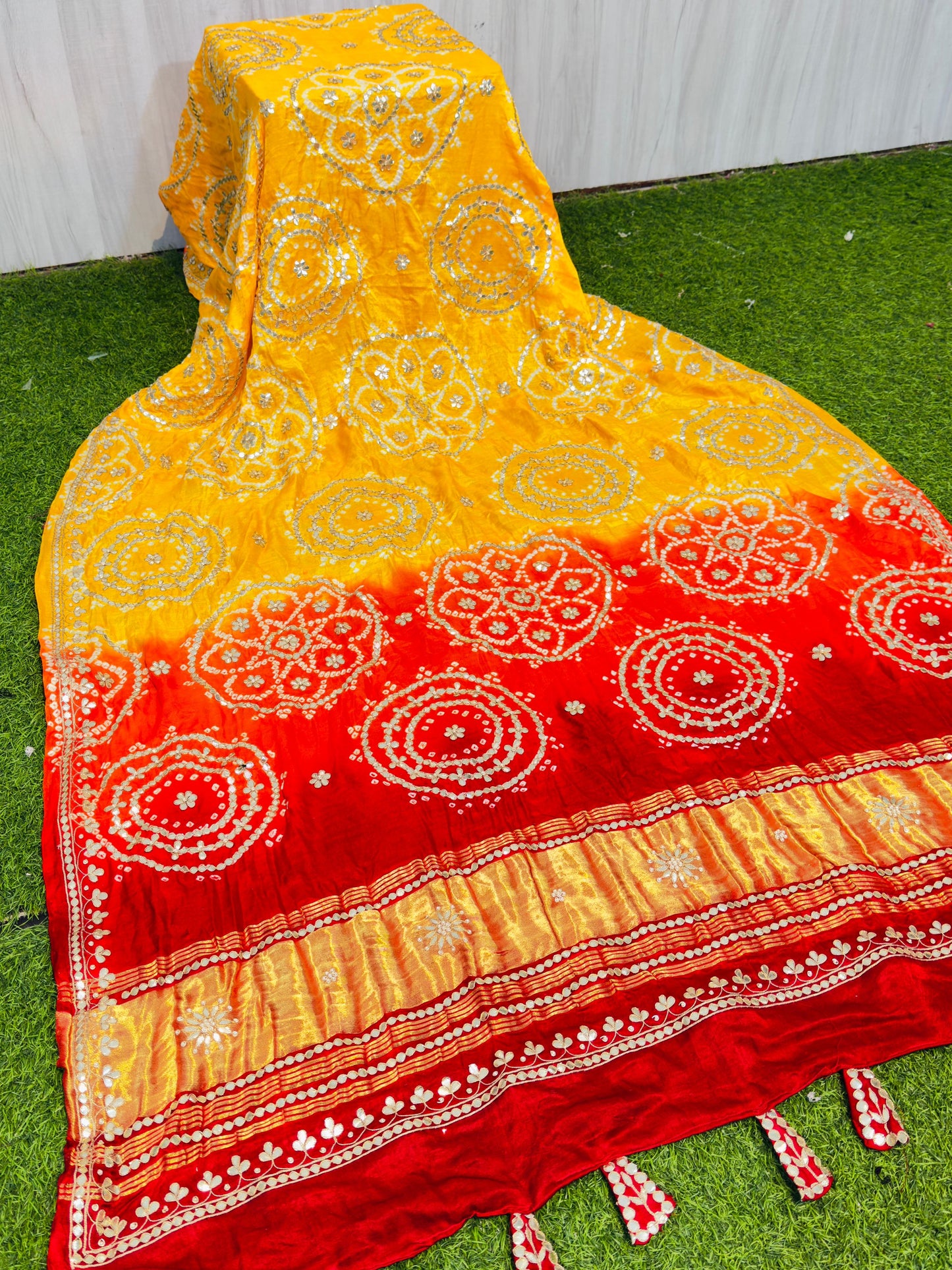Yellow gajji silk dupatta handmade dupatta traditional dupatta