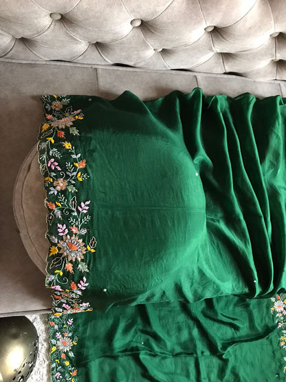 Satin Saree Emerald Saree Premium saree