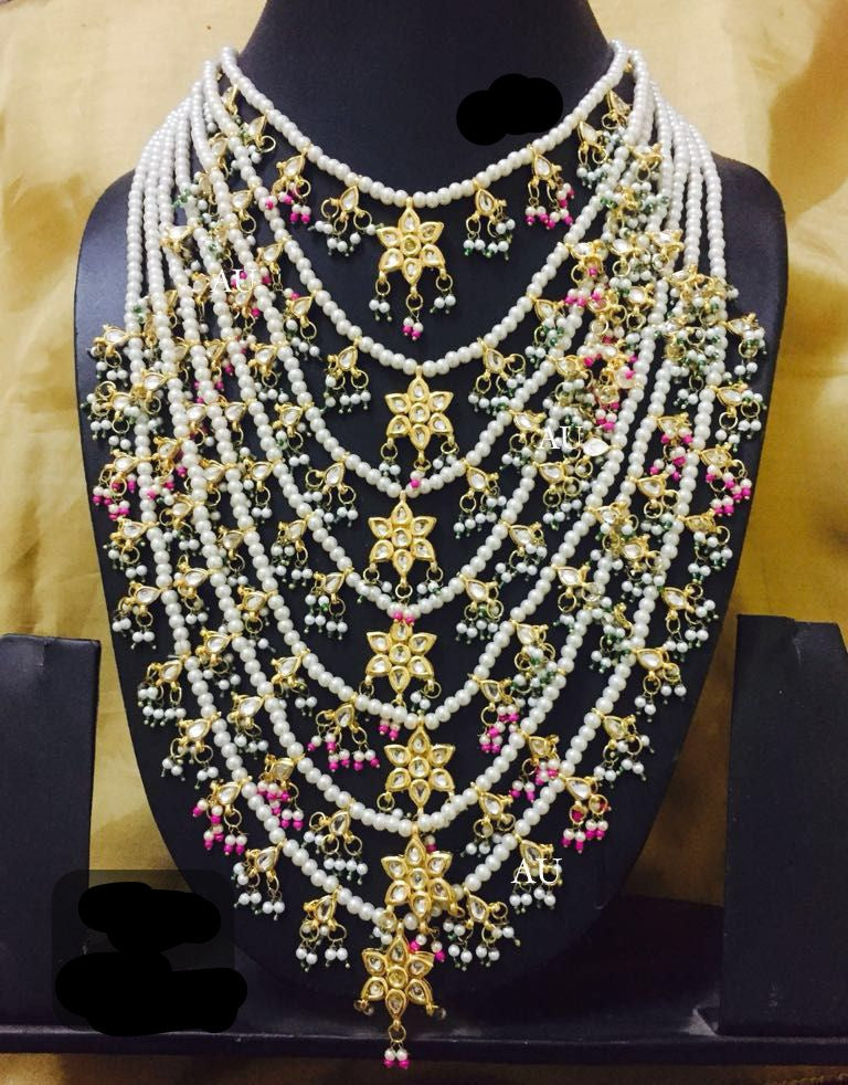 Kiwari pearl necklace Kundan necklace Indian necklace set