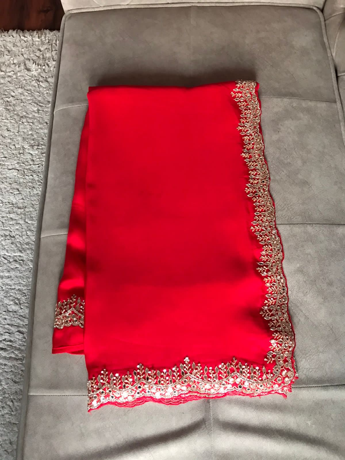 Lubina Red Pure Organza Silk Saree Luxury Sarees