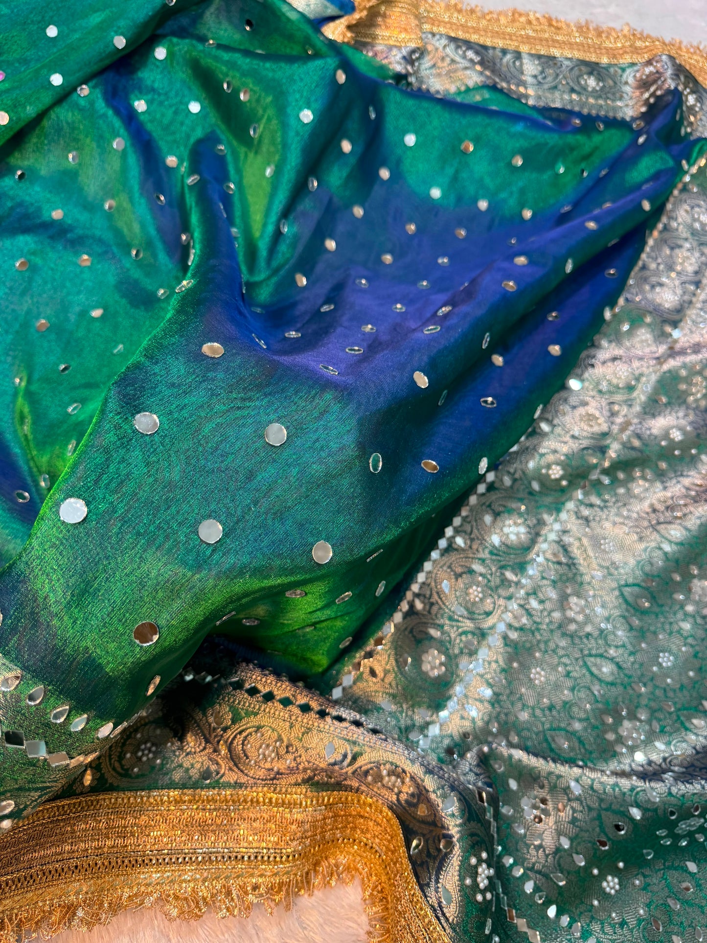 Maharani glass tissue saree banarsi soft silk saree Indian sari blouse
