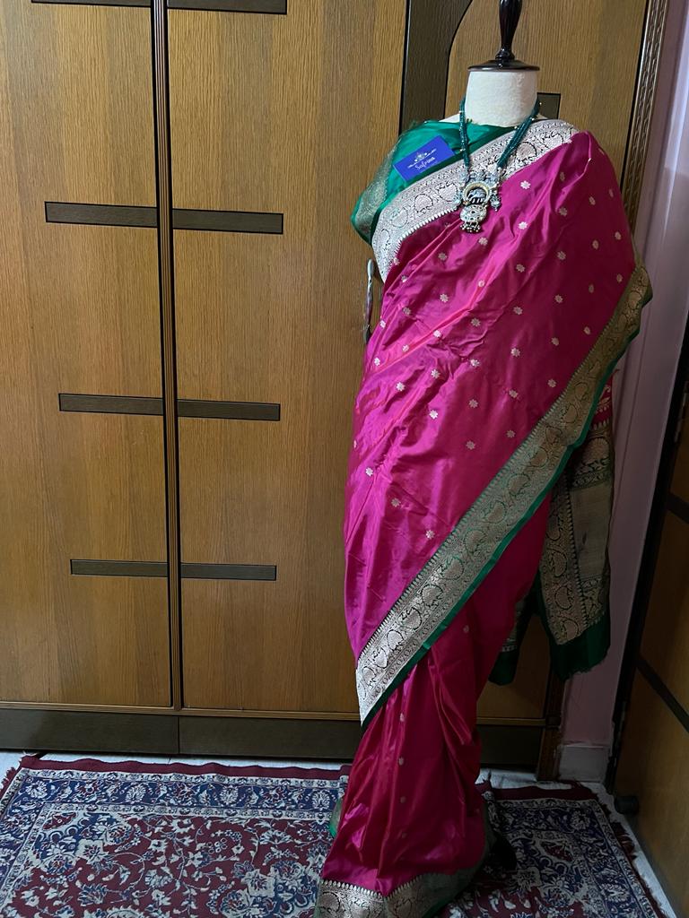 Pink Katan silk saree indian sari