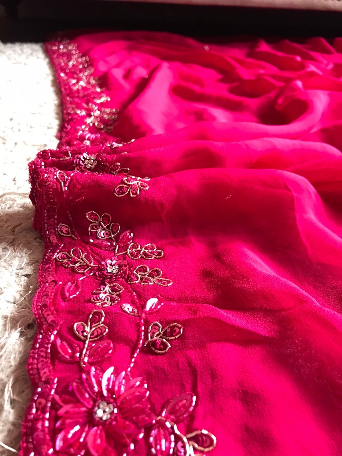 Gulabo pink premium gorgette indian sarees