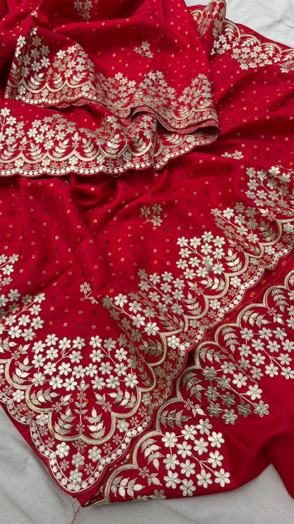 Munga Gottapatti Saree Bandhani saree