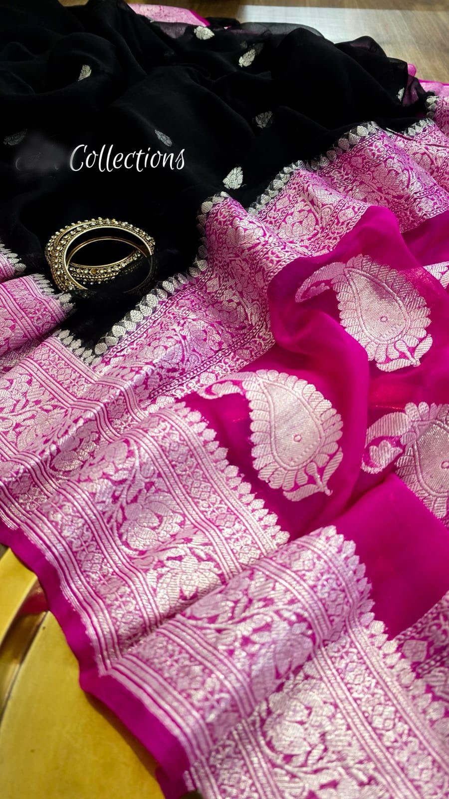 Black khaddi Chiffon Saree Indian Sarees wedding sari blouse