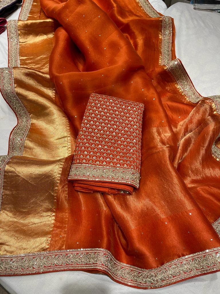 Iris Kanjeevaram inspired Organza sarees Partywear saree