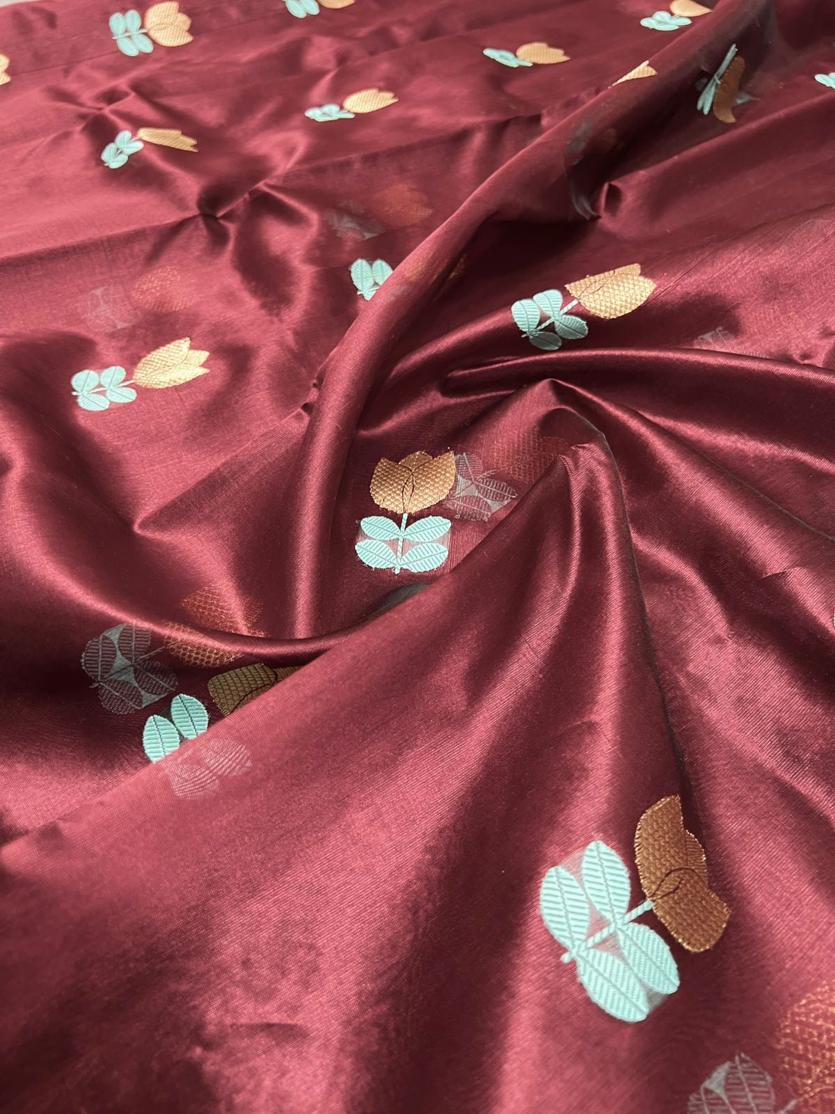 Traditional Chanderi saree floral saree blouse