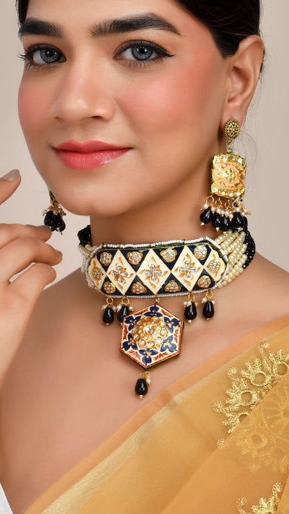 Meenakari pendant choker set