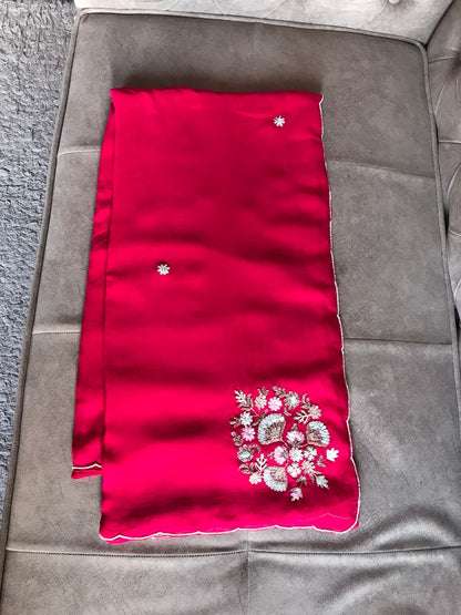 Fuchsia Pink Premium Organza Saree