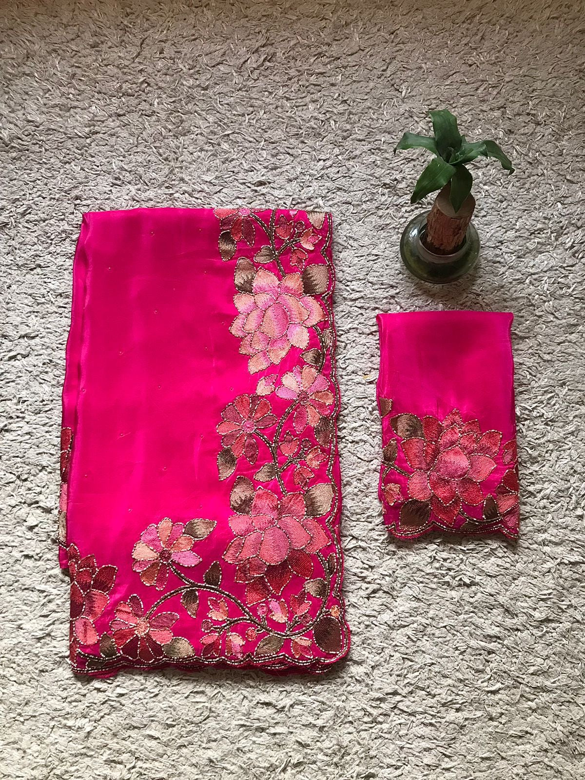 Floral premium saree organza silk saree Partywear sari blouse