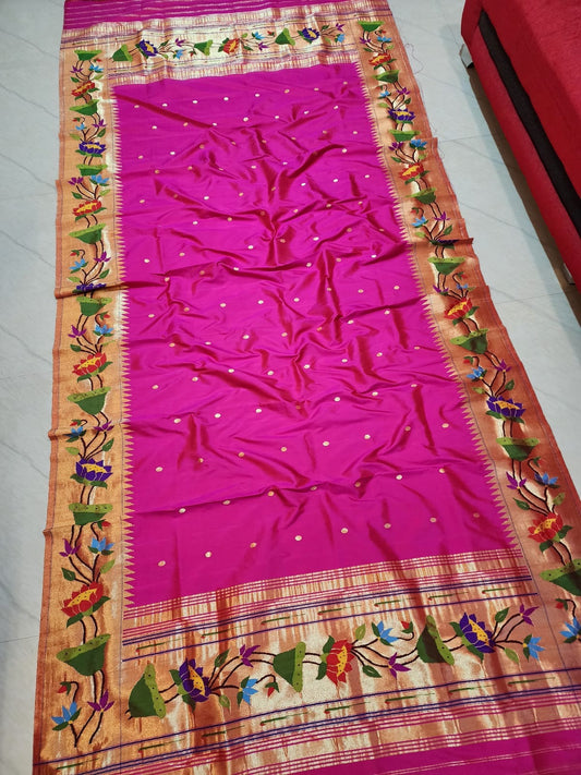 Pink Lotus Paithani Saree Handloom Saree