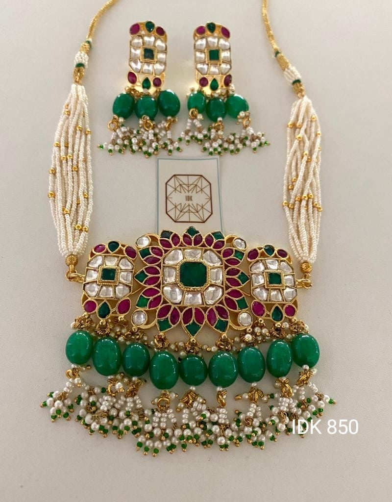 Rivika Green Kundan Choker Set Wedding Jewellery