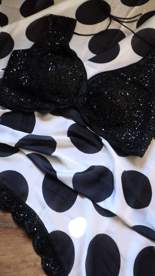 Retro styled saree classy sari blouse Partywear sarees