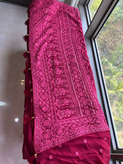 Avesha Chikankari saree Gorgette saree blouse