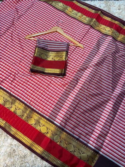 Gadwal silk saree check saree handloom sari blouse Bengali sarees