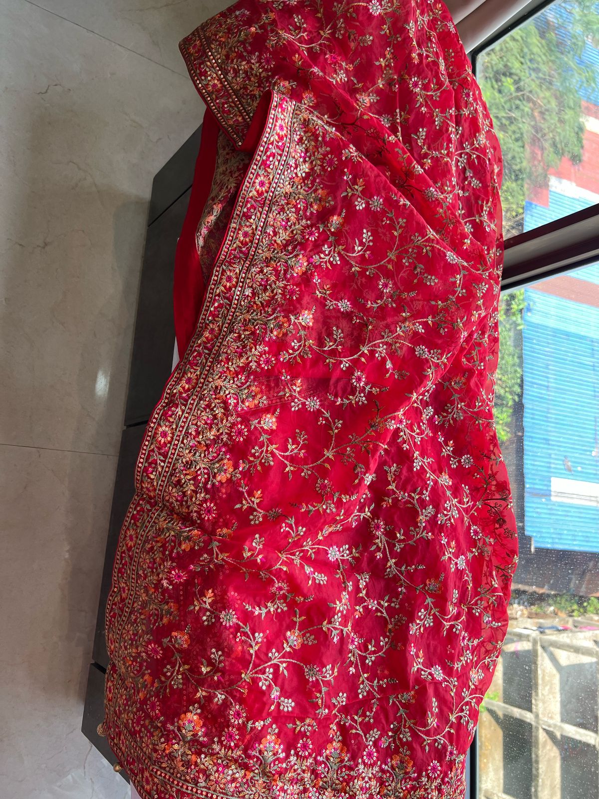 Red Kashmiri inspired saree lovely saree Indian sarees women sari blouse