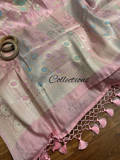 Pink Weaves Banarsi Silk Sarees Beautiful Sari