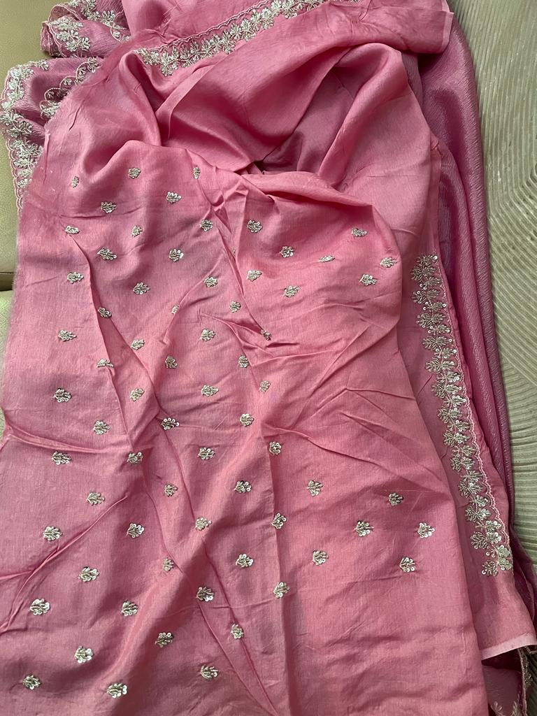 Limia tissue crush handwork sarees