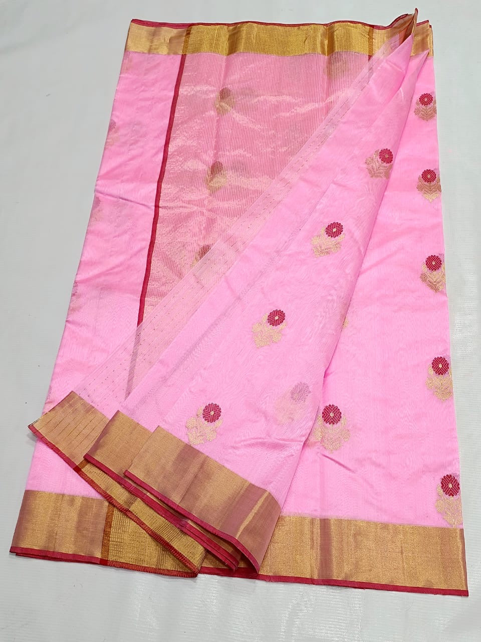 Handmade Chanderi saree Pattu silk Meenakari sarees blouse