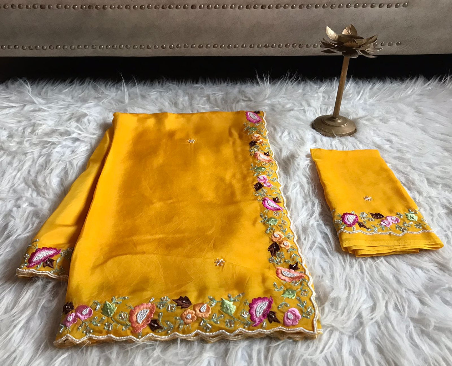 Yellow organza silk sarees
