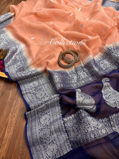 Ramania Banarsi Saree Khadri Chiffon Sari blouse