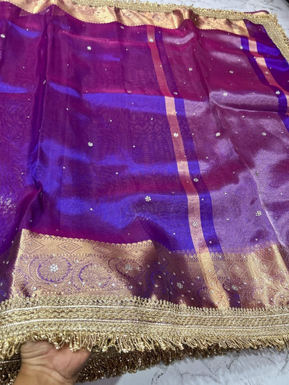 Tissue silk handmade Banarsi tissue lace sarees