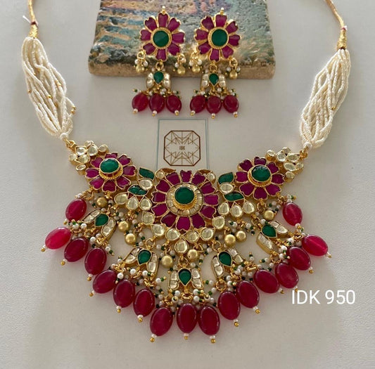Jenita Pearl Kundan necklace set Indian women necklace