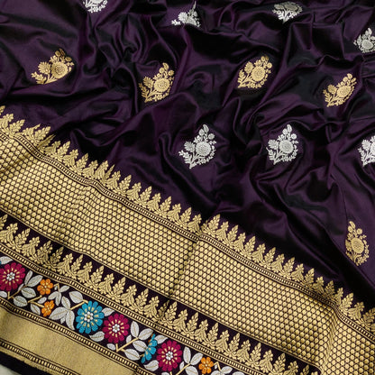 Black Katan silk saree Indian saree beautiful sari blouse