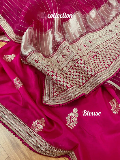 Princess pink organza silk saree partywear saree