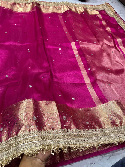 Tissue silk handmade Banarsi tissue lace sarees