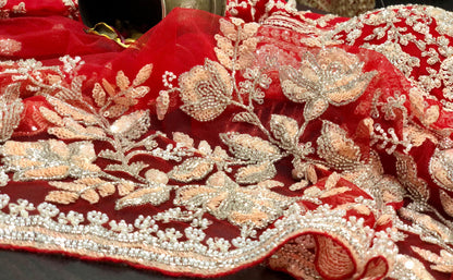 Net designer saree Indian wedding sari blouse women sarees