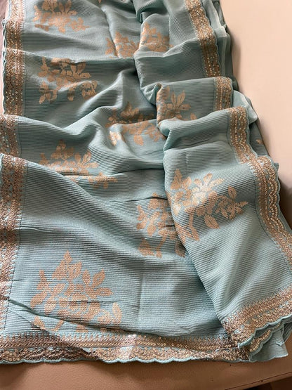 Ravish Sequence Gorgette Saree Partywear Sari