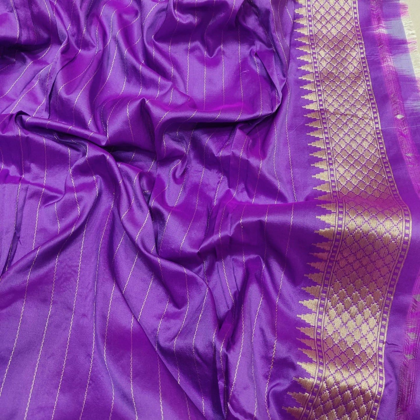 Purple Katan silk saree handwoven sarees blouse