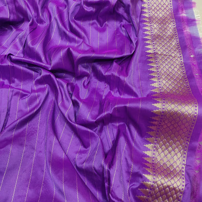 Purple Katan silk saree handwoven sarees blouse