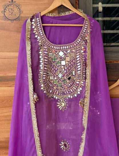 Handmade designer silk stitched dress Indian salwar suit