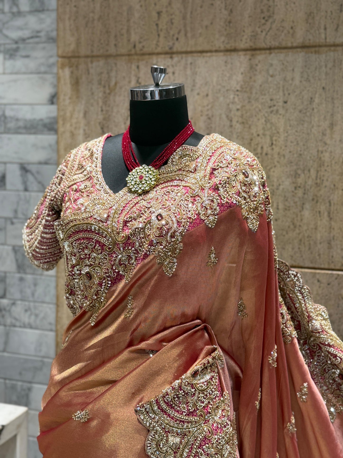 Handmade pure Kanjeevaram saree Indian wedding saree with stitched blouse