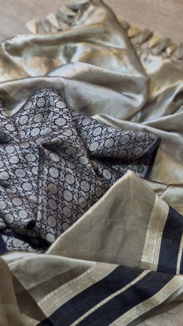 Katan inspired double tissue silk saree