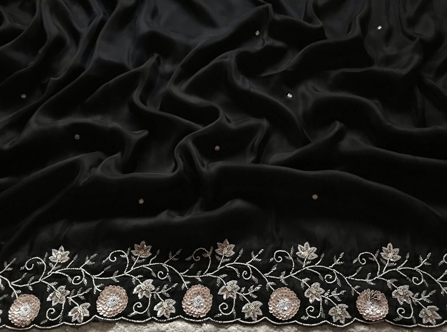 Zahana Black Premium Saree Satin Organza Sari