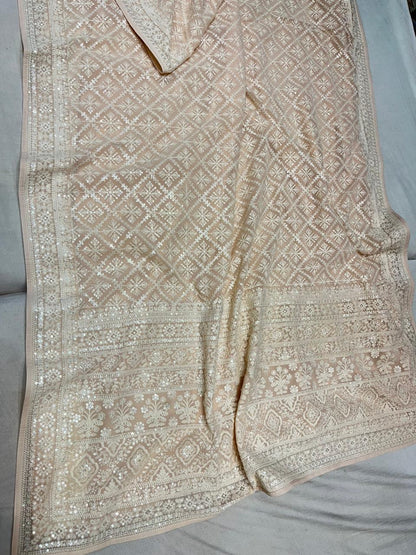 Sequins Chikankari Gorgette Saree Indian saree