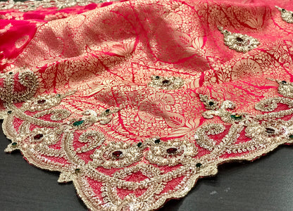 Pure dola silk saree Indian saree wedding sari blouse